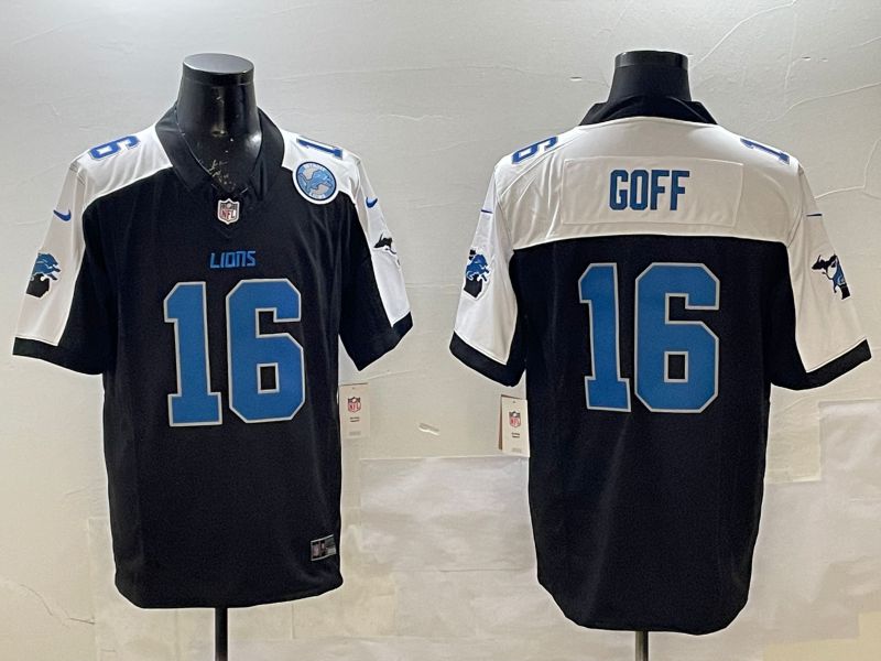 Men Detroit Lions #16 Goff Black Thanksgiving three generations 2025 Nike Limited NFL Jersey style 5->detroit lions->NFL Jersey